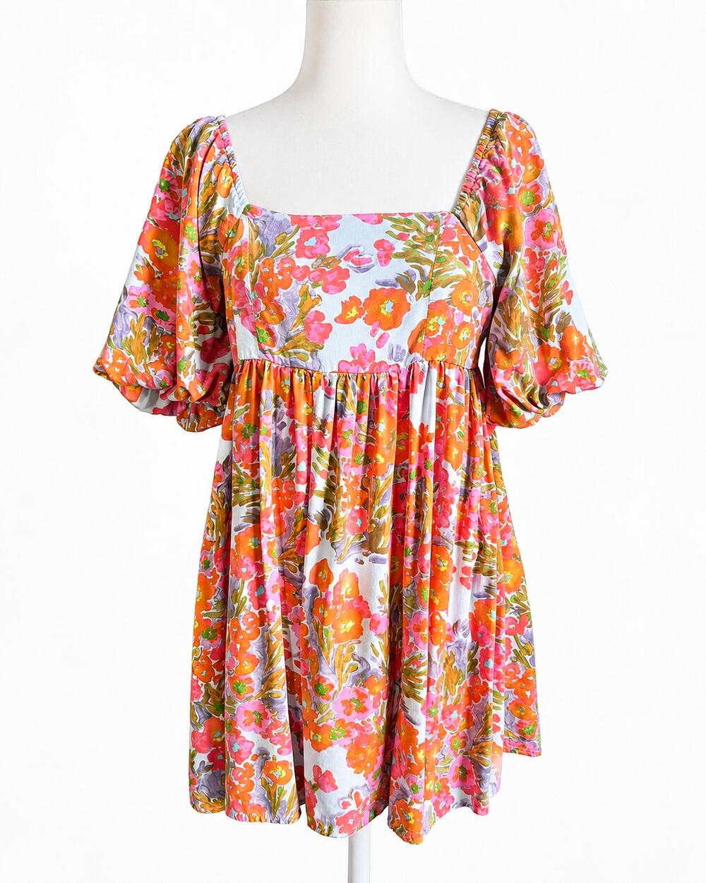 Shop Neighbor by In The Beginning Floral Babydoll Mini Dress Women's M Cottage